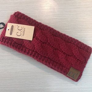Brand New C.C Holiday Red Knit Winter Headband Fleece Lined Ear Warmers CUTE!